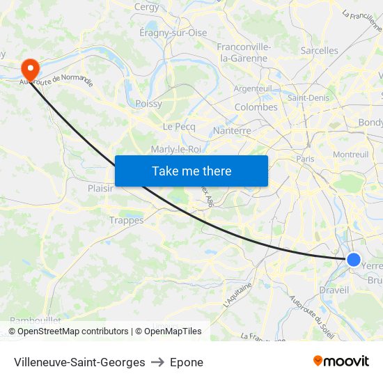 Villeneuve-Saint-Georges to Epone map