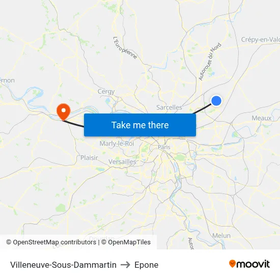 Villeneuve-Sous-Dammartin to Epone map
