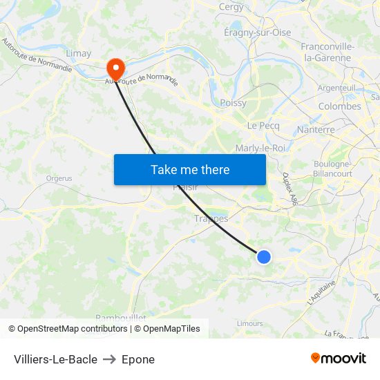 Villiers-Le-Bacle to Epone map