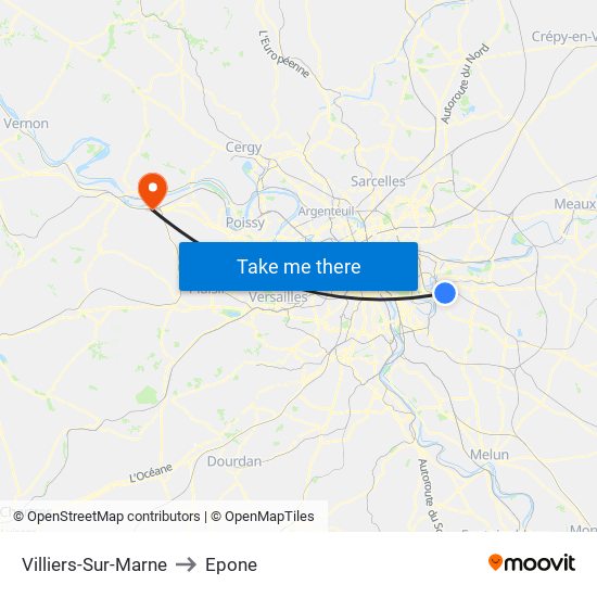 Villiers-Sur-Marne to Epone map