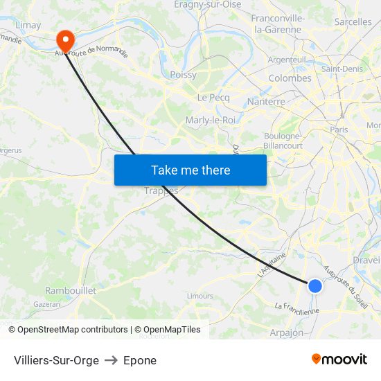 Villiers-Sur-Orge to Epone map