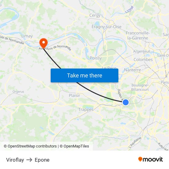 Viroflay to Epone map