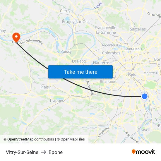 Vitry-Sur-Seine to Epone map