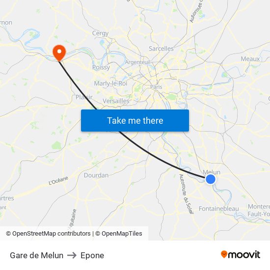 Gare de Melun to Epone map