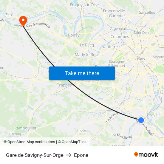 Gare de Savigny-Sur-Orge to Epone map