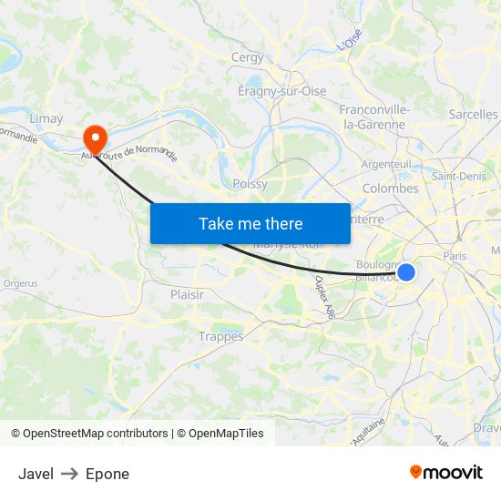 Javel to Epone map