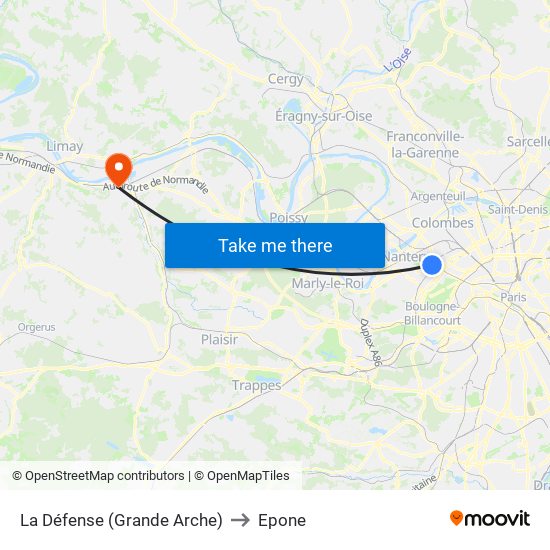La Défense (Grande Arche) to Epone map