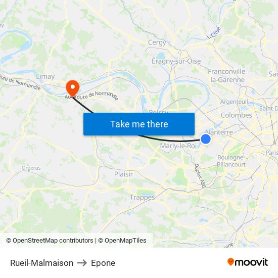 Rueil-Malmaison to Epone map