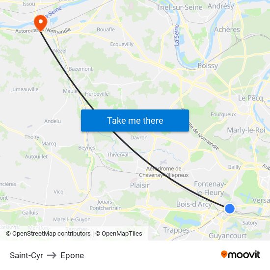 Saint-Cyr to Epone map