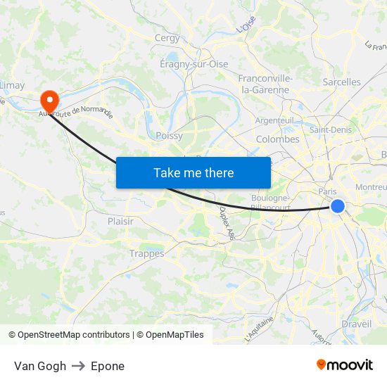 Van Gogh to Epone map