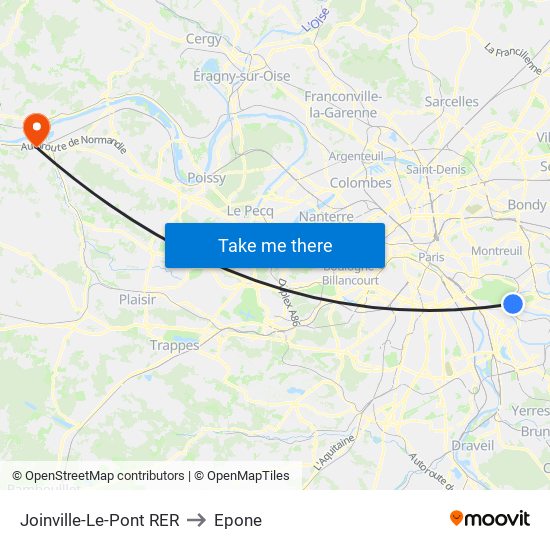 Joinville-Le-Pont RER to Epone map