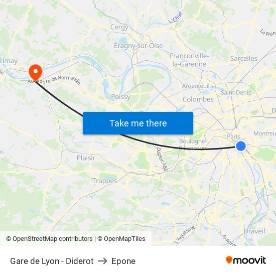 Gare de Lyon - Diderot to Epone map