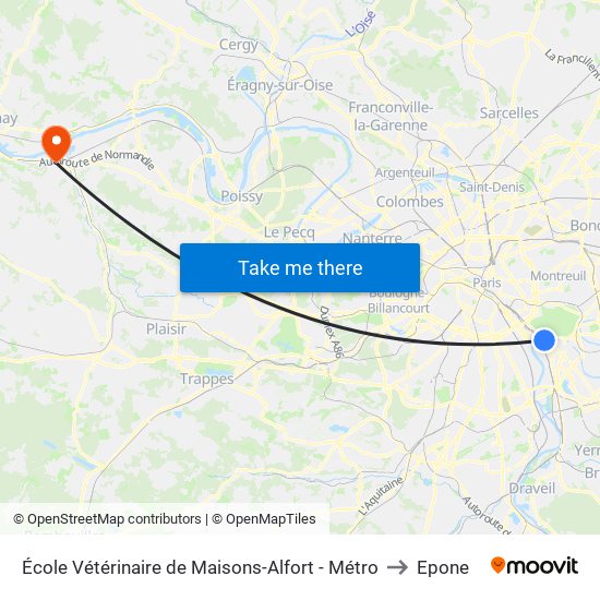 École Vétérinaire de Maisons-Alfort - Métro to Epone map
