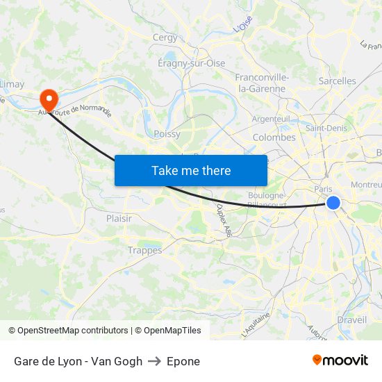 Gare de Lyon - Van Gogh to Epone map