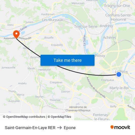 Saint-Germain-En-Laye RER to Epone map