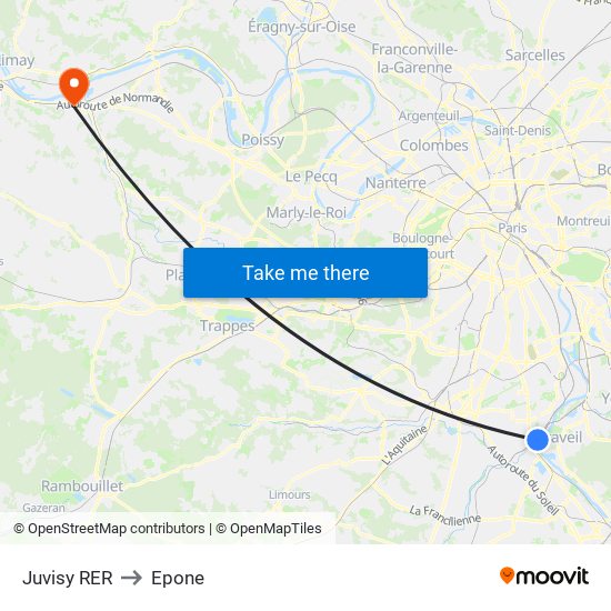 Juvisy RER to Epone map