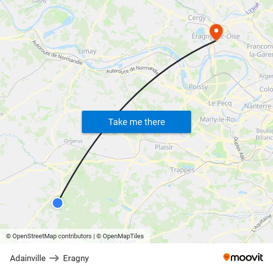 Adainville to Eragny map