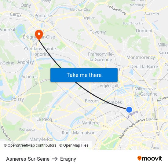 Asnieres-Sur-Seine to Eragny map