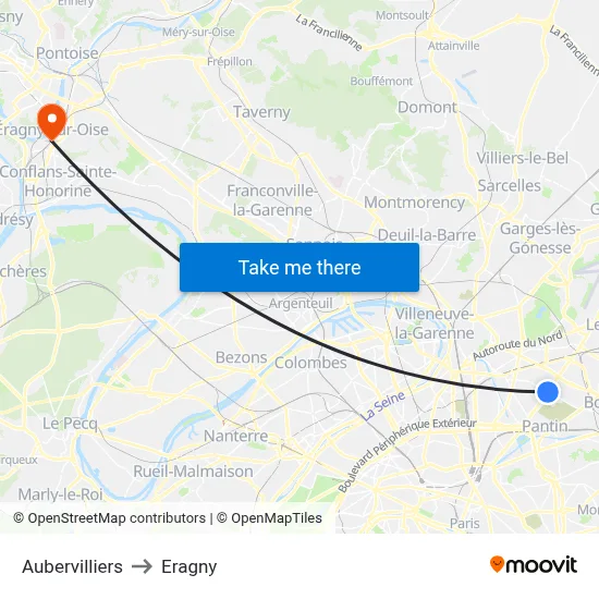 Aubervilliers to Eragny map