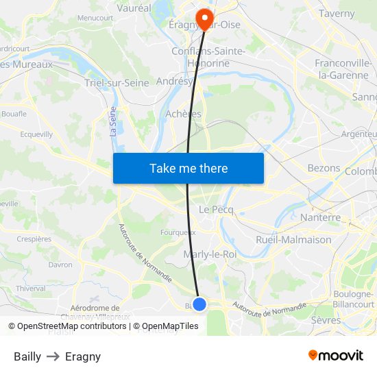 Bailly to Eragny map