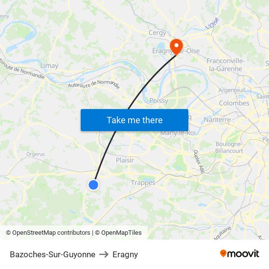 Bazoches-Sur-Guyonne to Eragny map