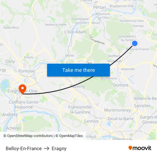 Belloy-En-France to Eragny map