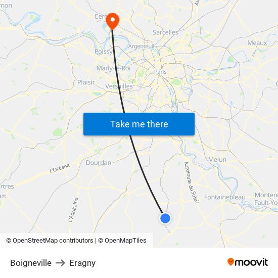 Boigneville to Eragny map