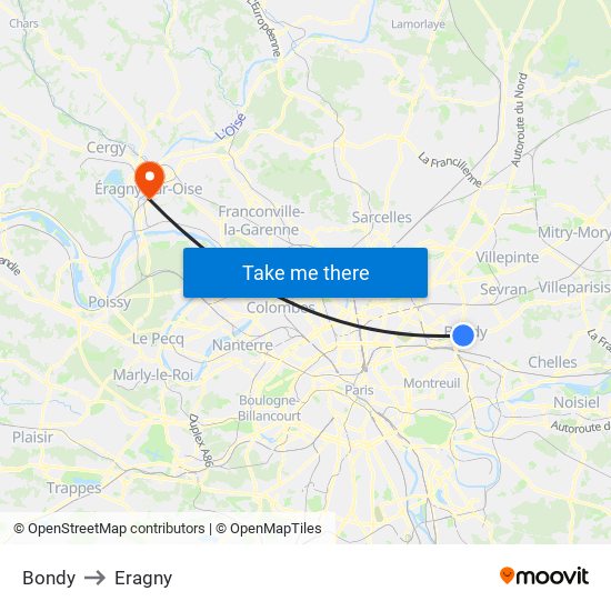 Bondy to Eragny map