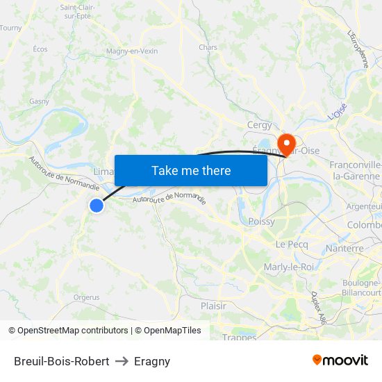 Breuil-Bois-Robert to Eragny map