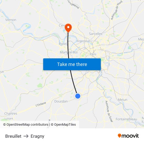 Breuillet to Eragny map