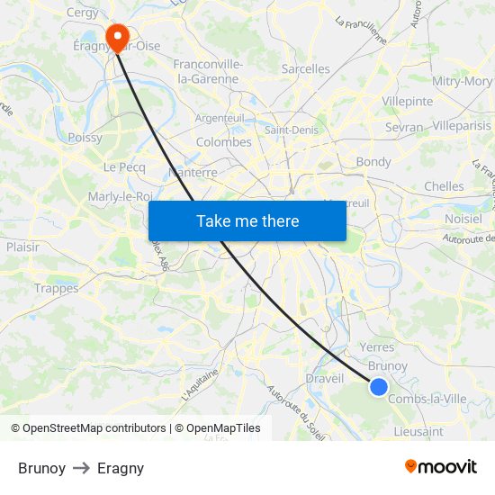 Brunoy to Eragny map