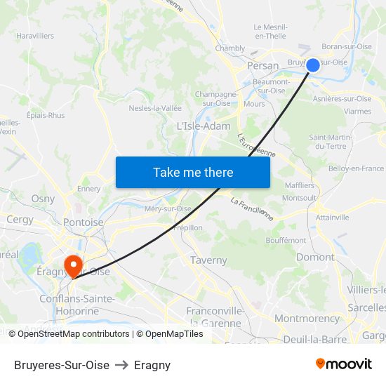 Bruyeres-Sur-Oise to Eragny map