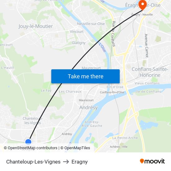 Chanteloup-Les-Vignes to Eragny map