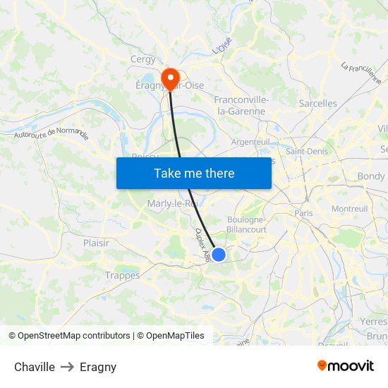 Chaville to Eragny map