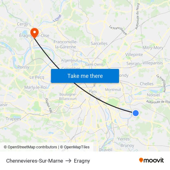 Chennevieres-Sur-Marne to Eragny map