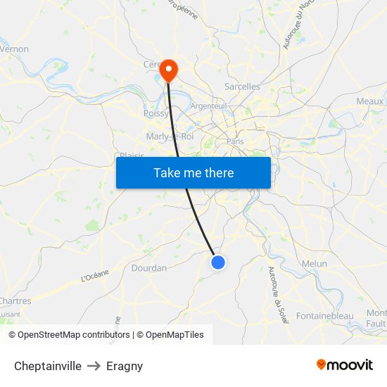 Cheptainville to Eragny map