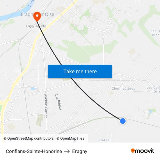 Conflans-Sainte-Honorine to Eragny map