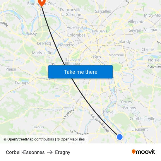 Corbeil-Essonnes to Eragny map