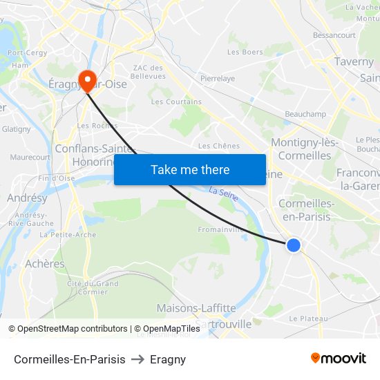 Cormeilles-En-Parisis to Eragny map