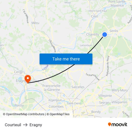 Courteuil to Eragny map