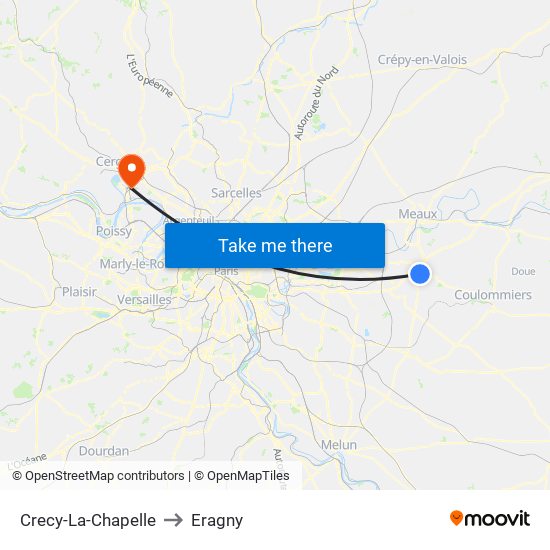 Crecy-La-Chapelle to Eragny map