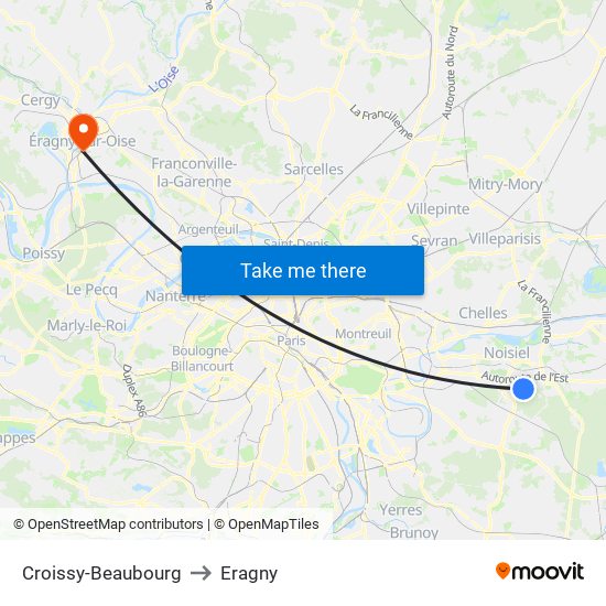 Croissy-Beaubourg to Eragny map