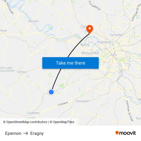 Epernon to Eragny map