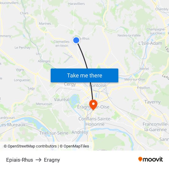 Epiais-Rhus to Eragny map