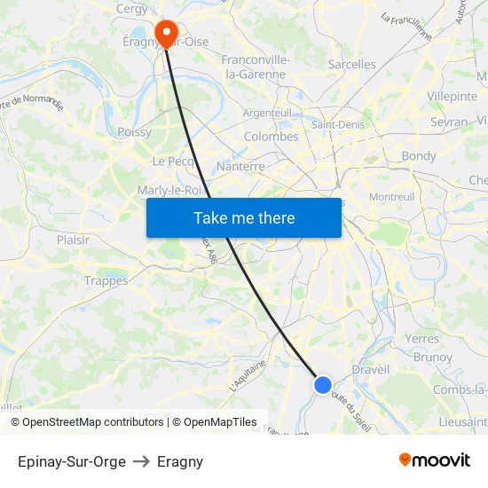 Epinay-Sur-Orge to Eragny map