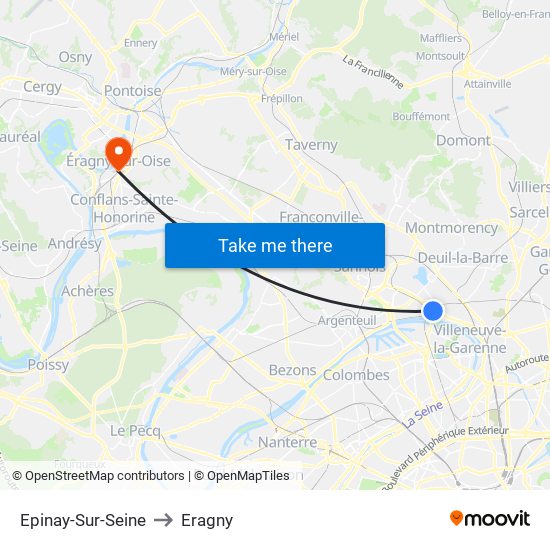 Epinay-Sur-Seine to Eragny map