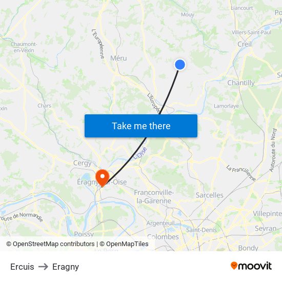 Ercuis to Eragny map