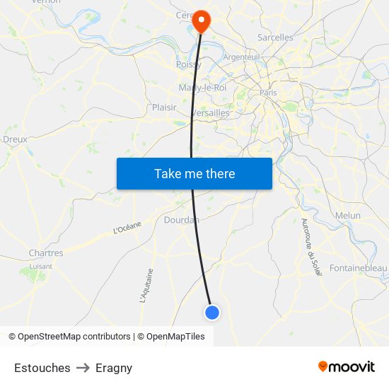 Estouches to Eragny map