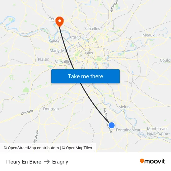 Fleury-En-Biere to Eragny map