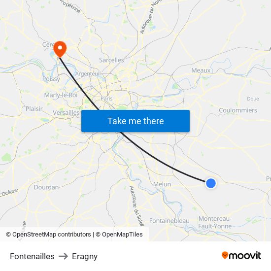 Fontenailles to Eragny map